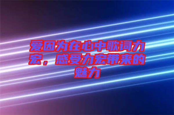 愛(ài)因?yàn)樵谛闹懈柙~力宏，感受力宏帶來(lái)的魅力