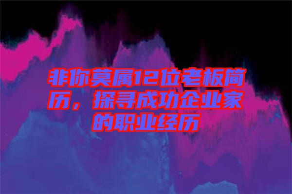 非你莫屬12位老板簡(jiǎn)歷，探尋成功企業(yè)家的職業(yè)經(jīng)歷