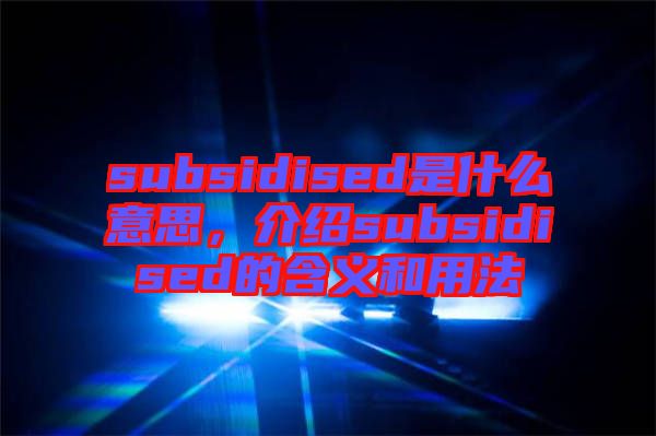 subsidised是什么意思，介紹subsidised的含義和用法