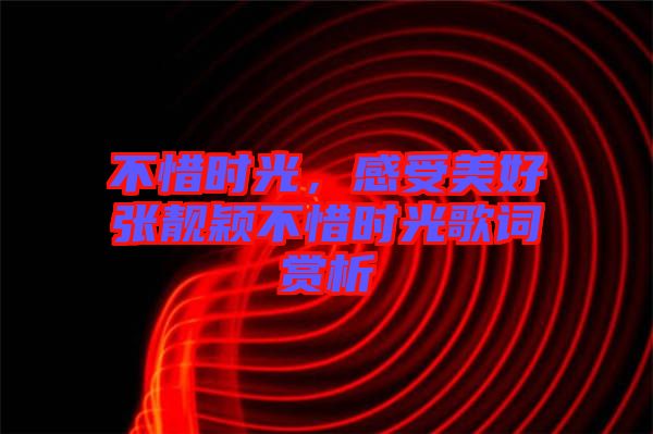 不惜時(shí)光，感受美好張靚穎不惜時(shí)光歌詞賞析