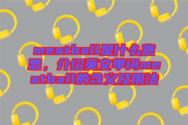 meatball是什么意思，介紹英文單詞meatball的含義及用法