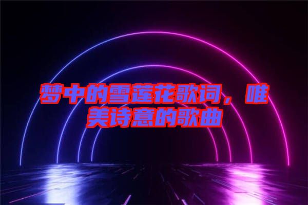 夢中的雪蓮花歌詞，唯美詩意的歌曲