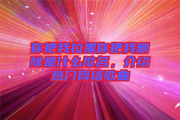 你把我拉黑你把我刪除是什么歌名，介紹熱門網(wǎng)絡(luò)歌曲