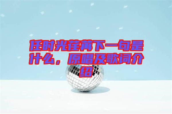 任時(shí)光荏苒下一句是什么，原唱及歌詞介紹