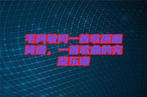 毛阿敏同一首歌原唱簡譜，一首歌曲的完整樂譜