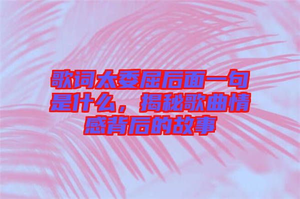 歌詞太委屈后面一句是什么，揭秘歌曲情感背后的故事