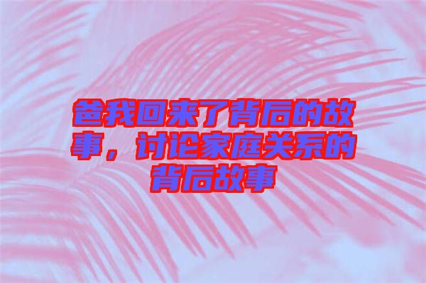 爸我回來了背后的故事，討論家庭關(guān)系的背后故事