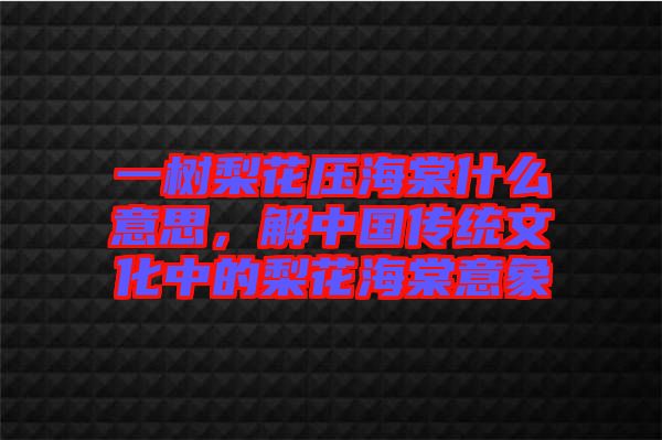 一樹梨花壓海棠什么意思，解中國傳統(tǒng)文化中的梨花海棠意象