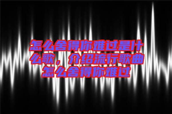 怎么舍得你難過是什么歌，介紹流行歌曲怎么舍得你難過