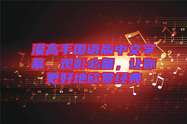 灌高手國語版中文字幕，觀影必備，讓你更好地欣賞經(jīng)典