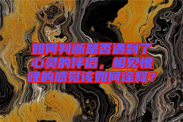 如何判斷是否遇到了心靈的伴侶，相見恨晚的感覺該如何詮釋？