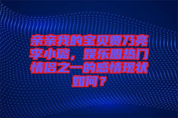 親親我的寶貝賈乃亮李小璐，娛樂(lè)圈熱門(mén)情侶之一的感情現(xiàn)狀如何？