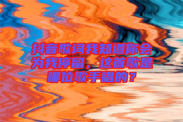 抖音歌詞我知道你會(huì)為我停留，這首歌是哪位歌手唱的？