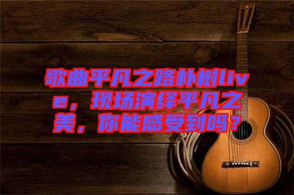 歌曲平凡之路樸樹live，現(xiàn)場(chǎng)演繹平凡之美，你能感受到嗎？