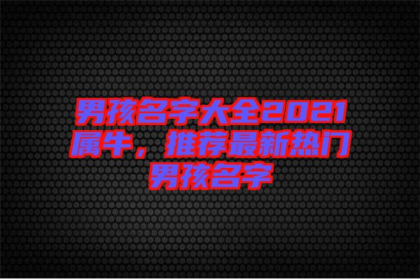 男孩名字大全2021屬牛，推薦最新熱門男孩名字