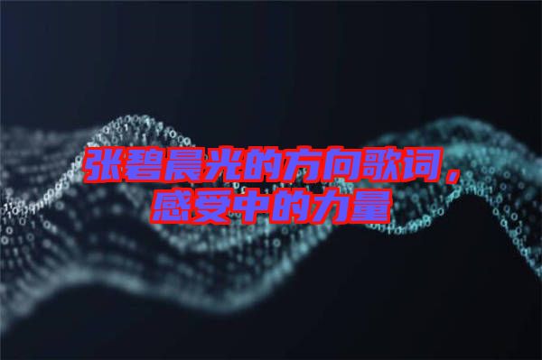 張碧晨光的方向歌詞，感受中的力量