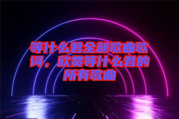 等什么君全部歌曲歌詞，欣賞等什么君的所有歌曲