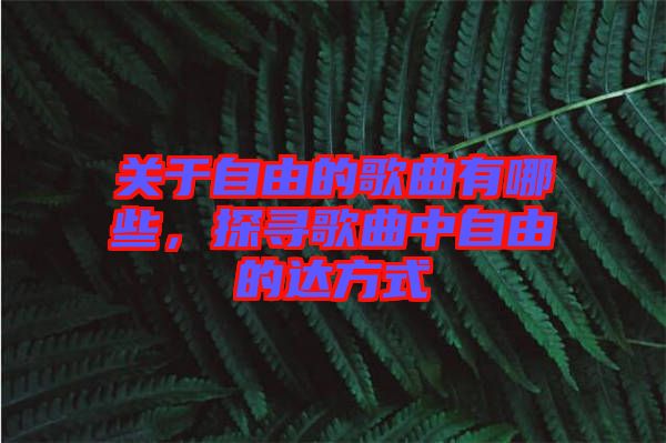 關(guān)于自由的歌曲有哪些，探尋歌曲中自由的達(dá)方式