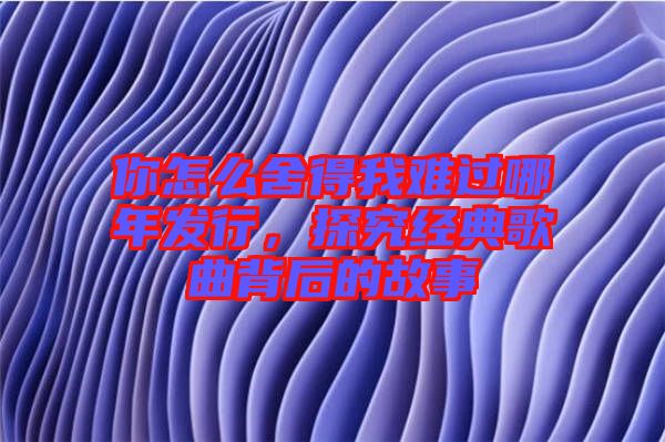 你怎么舍得我難過哪年發(fā)行，探究經(jīng)典歌曲背后的故事