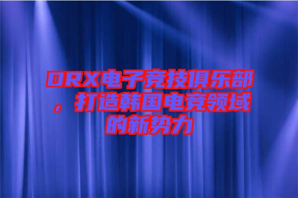 DRX電子競(jìng)技俱樂(lè)部，打造韓國(guó)電競(jìng)領(lǐng)域的新勢(shì)力