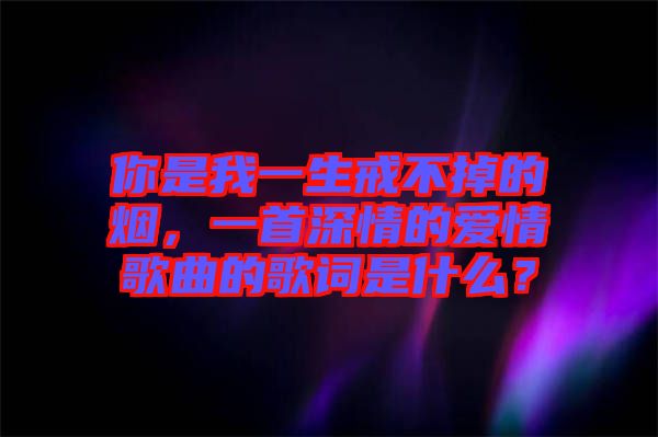 你是我一生戒不掉的煙，一首深情的愛情歌曲的歌詞是什么？