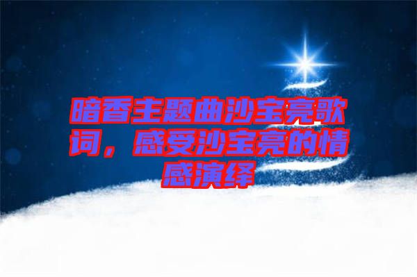 暗香主題曲沙寶亮歌詞，感受沙寶亮的情感演繹