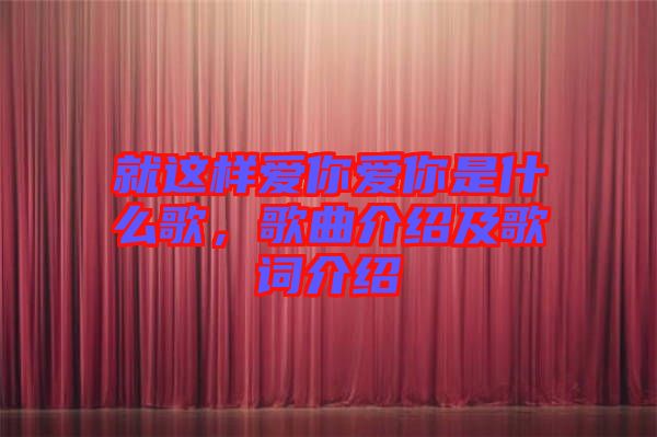 就這樣愛你愛你是什么歌，歌曲介紹及歌詞介紹