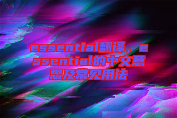 essential翻譯，essential的中文意思及常見用法