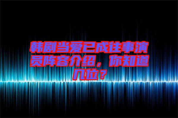 韓劇當(dāng)愛已成往事演員陣容介紹，你知道幾位？