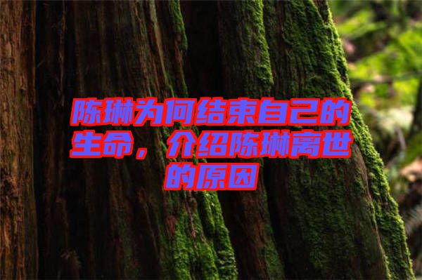 陳琳為何結(jié)束自己的生命，介紹陳琳離世的原因