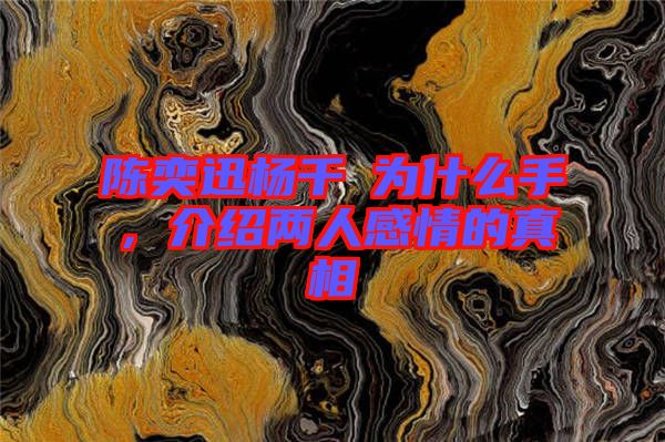 陳奕迅楊千嬅為什么手，介紹兩人感情的真相