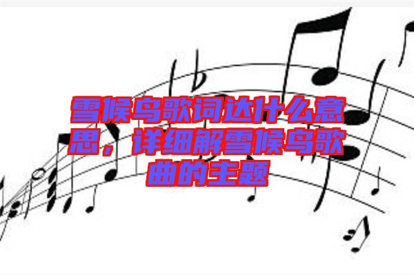 雪候鳥歌詞達(dá)什么意思，詳細(xì)解雪候鳥歌曲的主題